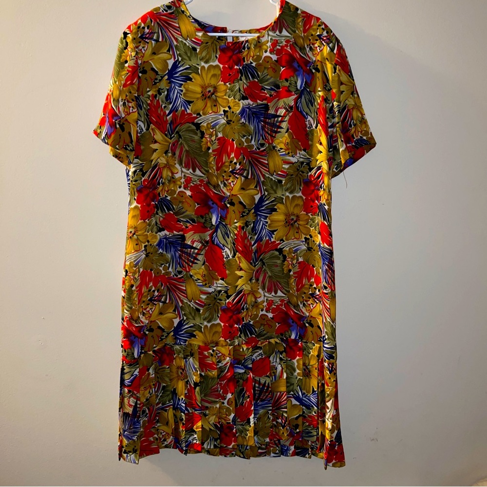 Vintage 90s Diana Marco Multicolor Floral Dress Women Size 14